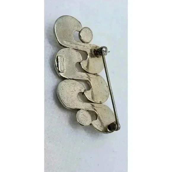 Vintage Brooch 1940s art Deco 12 kt yellow Gold Plate Signed Barclays Nouveau - Picture 6 of 7